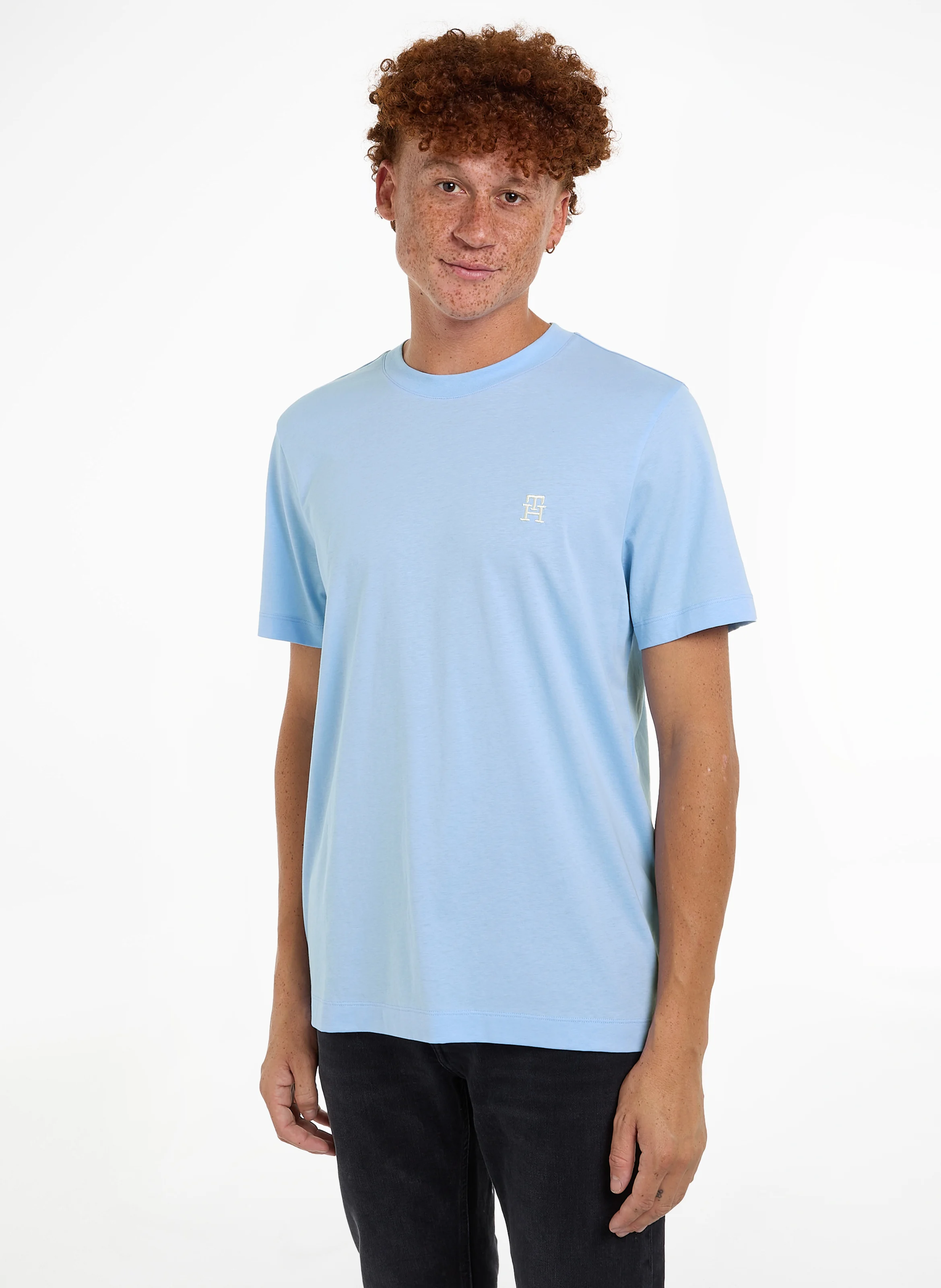 Tee-shirt col rond regular-fit en coton | Bleu