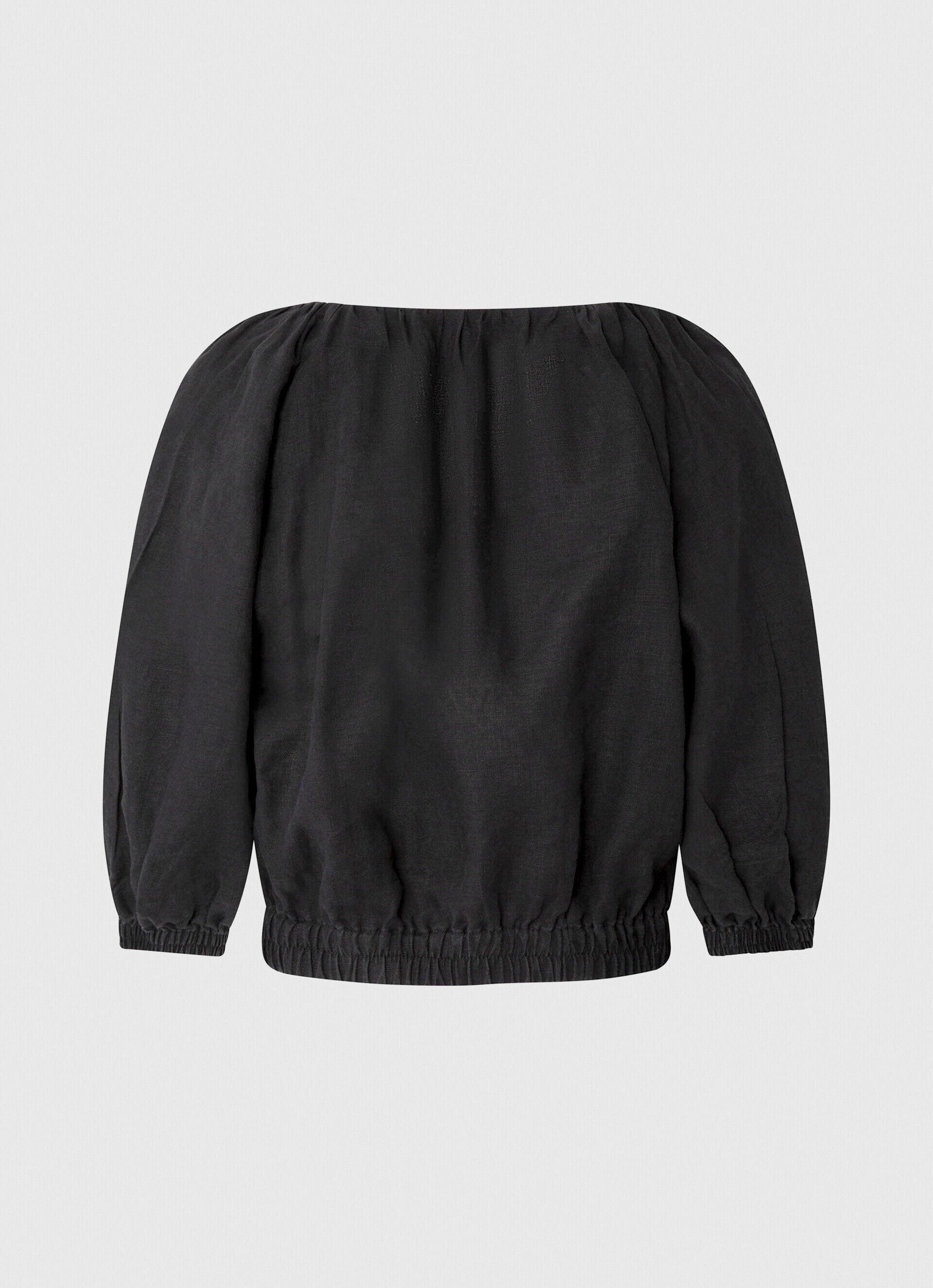 Blusa cropped com decote em V - preta