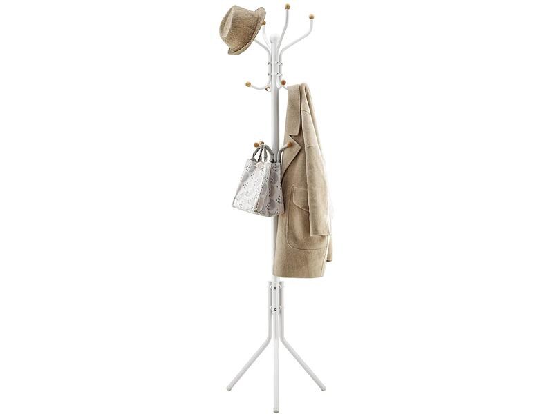Songmics Garderobenständer 182 cm, Weiss, Metall Kleiderständer mit 12 Haken