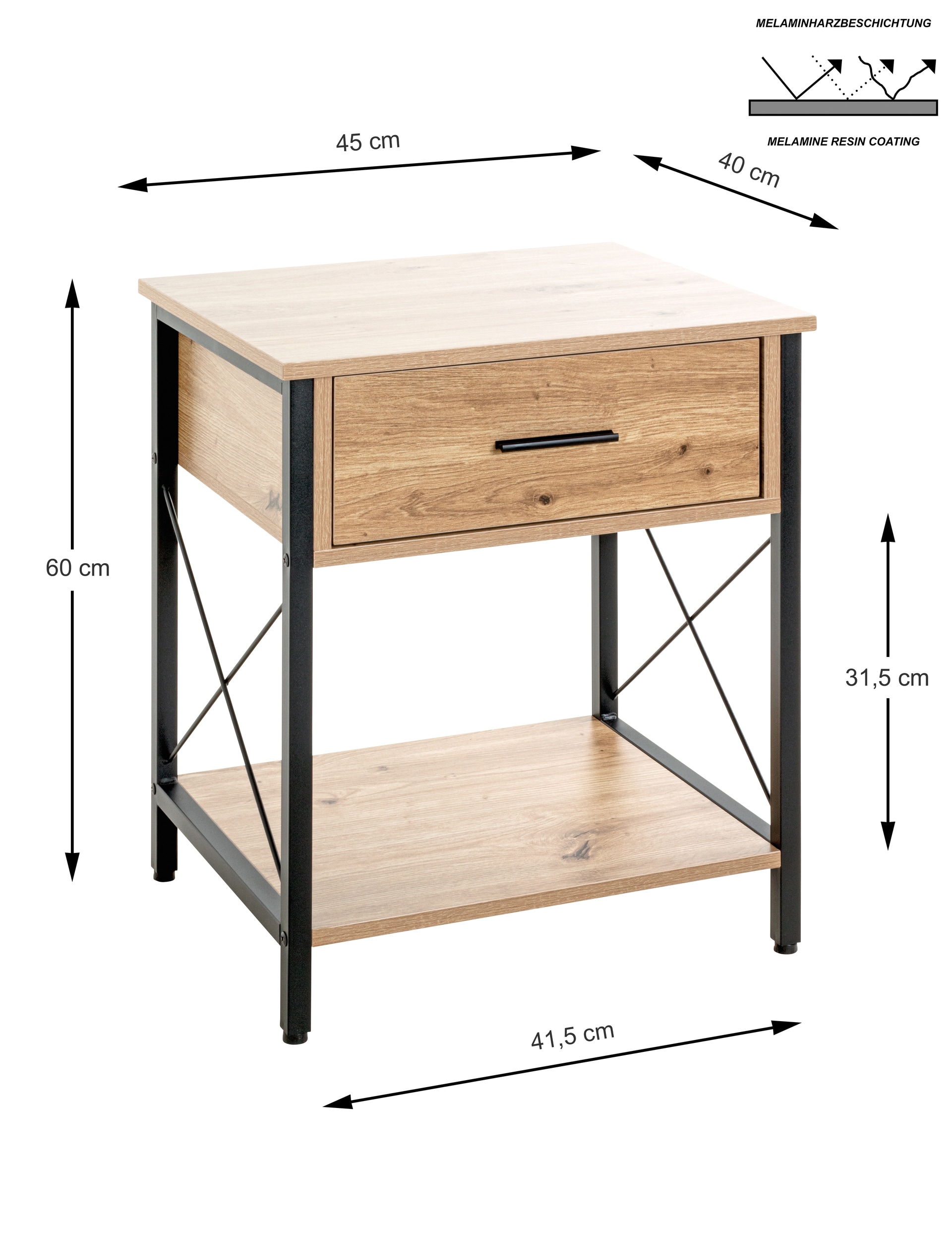 Konsole 45 x 40 cm braun/schwarz