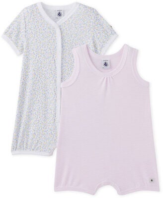 Petit Bateau Jumpsuit 2-pack, Grå/Rosa