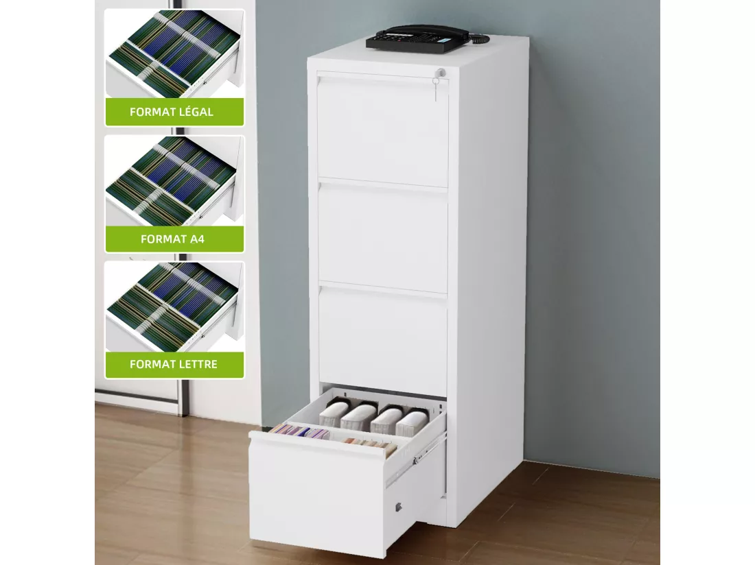YITAHOME Armoire de classement, Acier allié, Blanc, Taille Unique