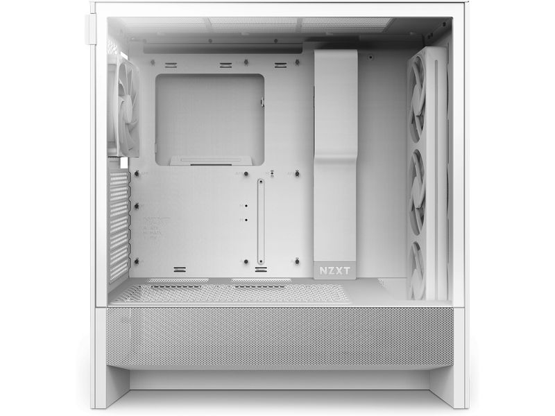 NZXT PC-Gehäuse H5 Flow RGB Weiss Kompaktes Mid-Tower-Gehäuse mit Seitenfenster und RGB-Lüftern
