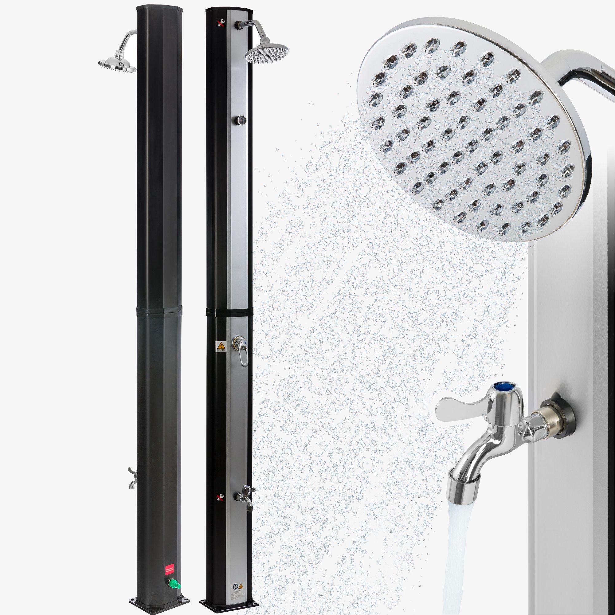 Solardusche 35L silber/schwarz mit Thermometer