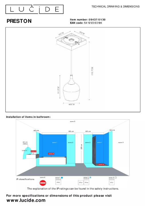 Lucide Preston plafondlamp 50W zwart mat