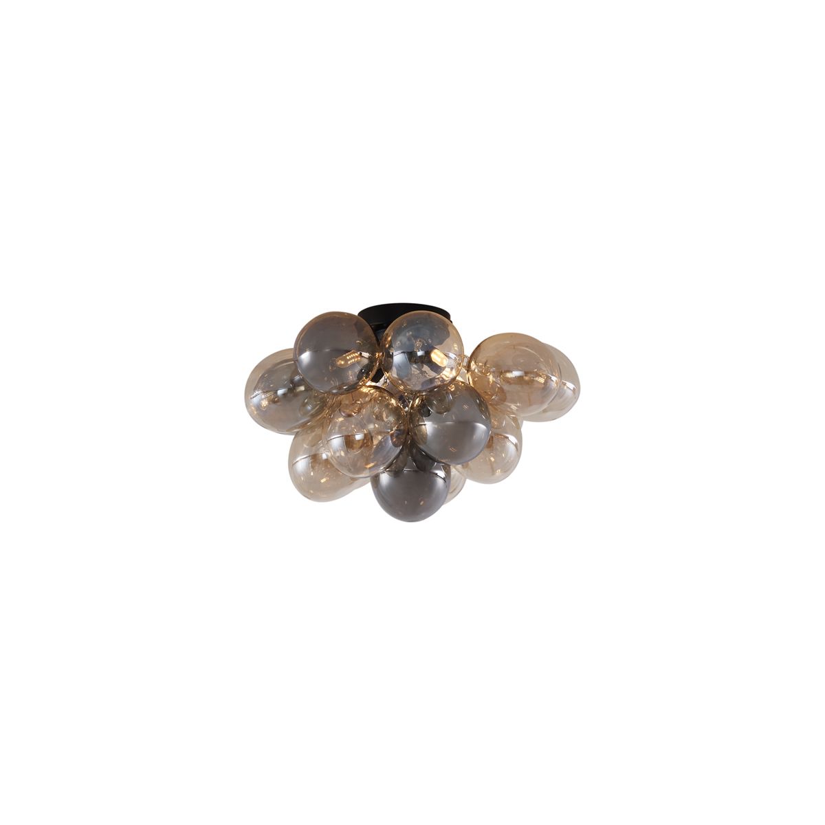 Design plafondlamp zwart met amber en smoke glas 4-lichts - Uvas