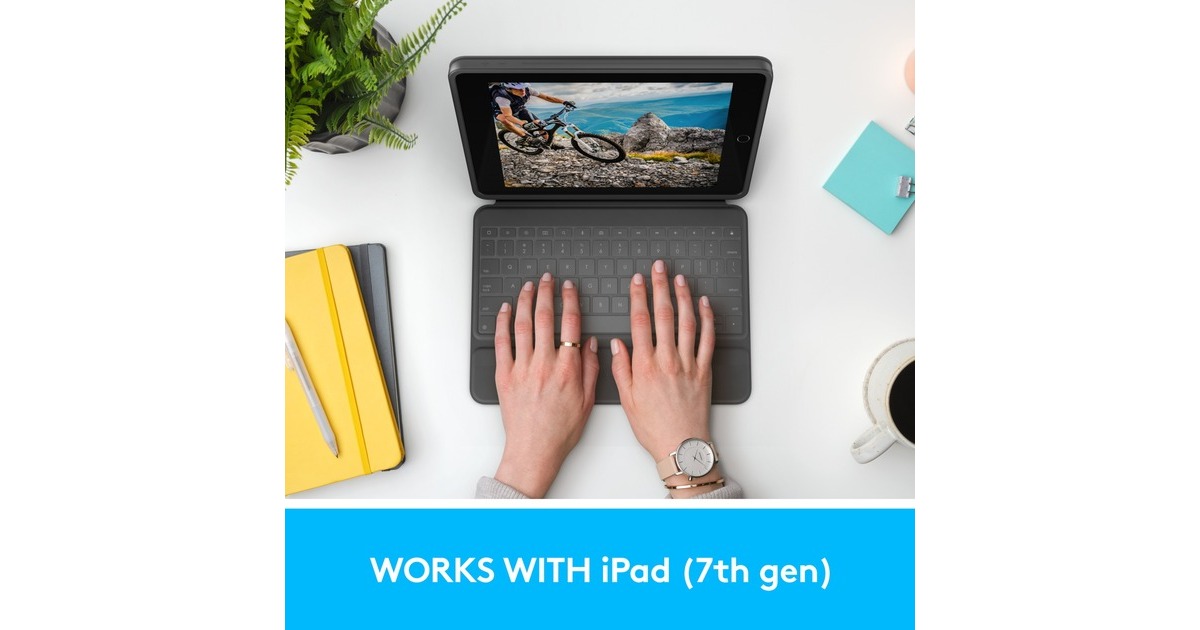 LogitechRugged Folio Keyboard case voor iPad (7e generatie) tablethoes  (Zwart)