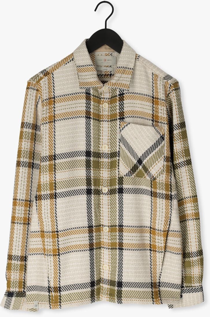 CAST IRON grijze cast iron overshirt long sleeve shirt mouline check shirtjacket