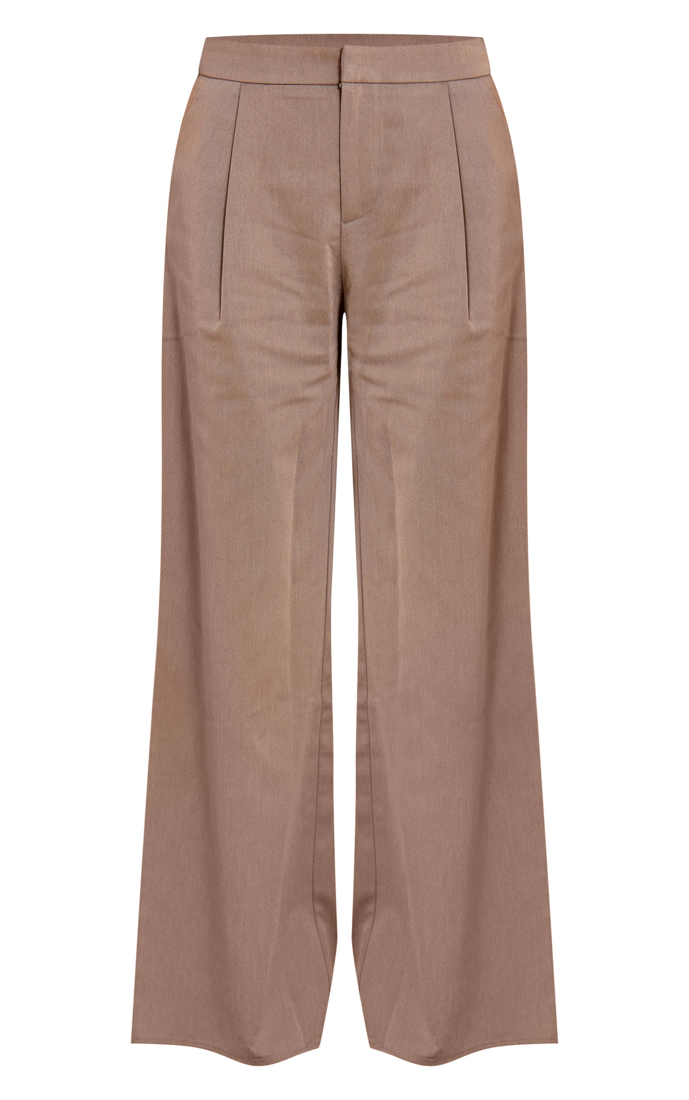 Gris Pantalon Large Plissé Tailleur En Tissu Tissé Premium Coordonné