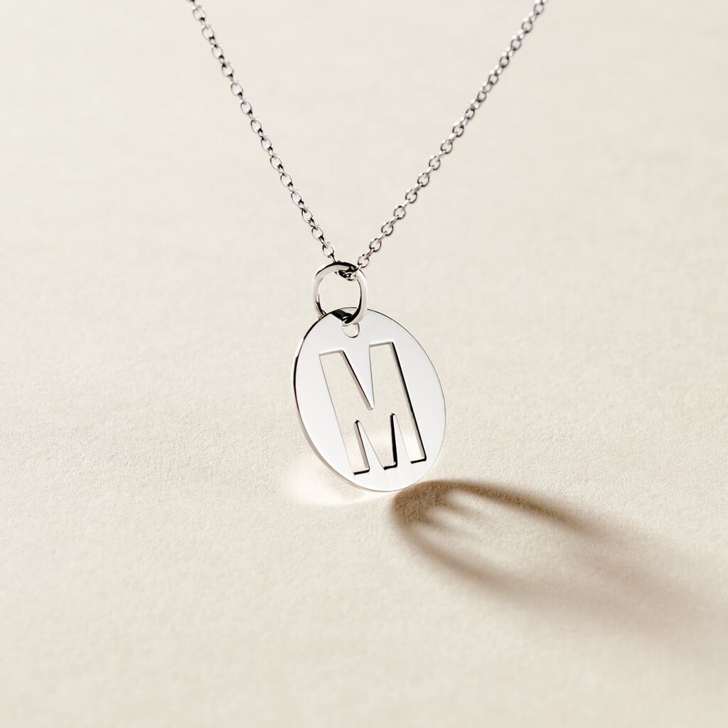 Pendentif Elio M Argent Blanc