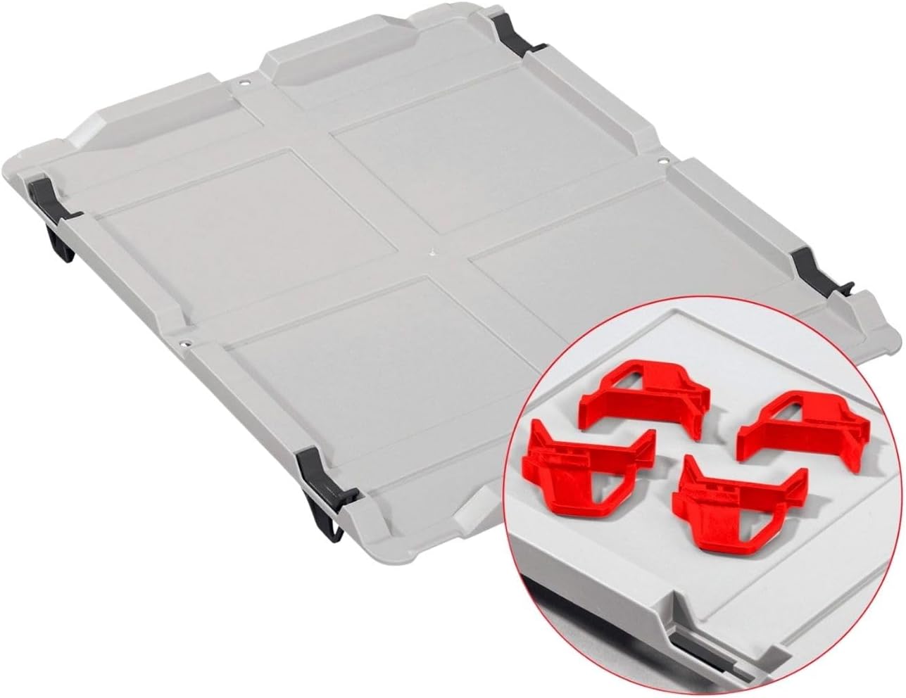 PROREGAL SuperSparSet 4x Eurobox NextGen Color mit Auflagedeckel & Schiebeschnappverschlüsse, HxBxT 22x40x60cm, 44L, Griffe rot geschlossen, Verstärkter Boden, Eurobehälter Transportbox