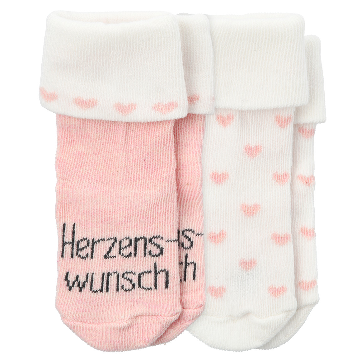 2 Paar Newborn Socken im Set rosa / weiss