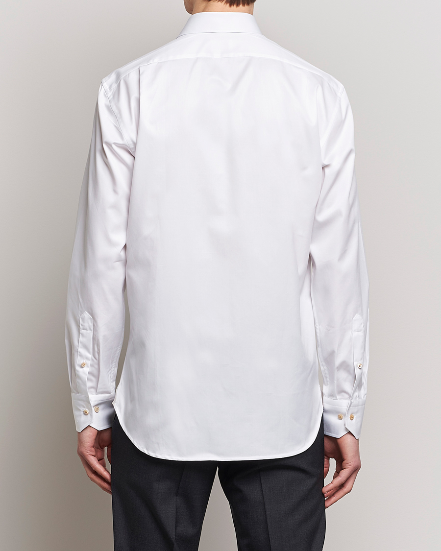Stenströms Slimline Contrast Cotton Shirt White