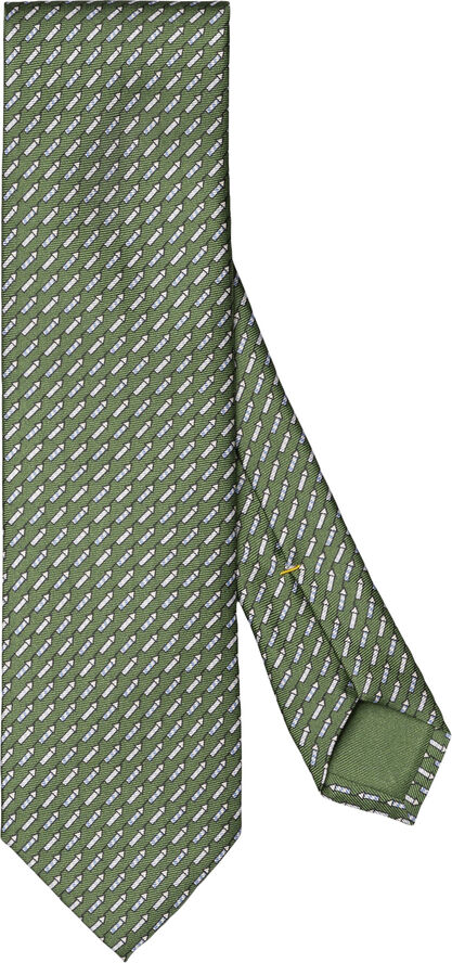 ETON Mid Green Geometric Woven Silk Tie Grøn