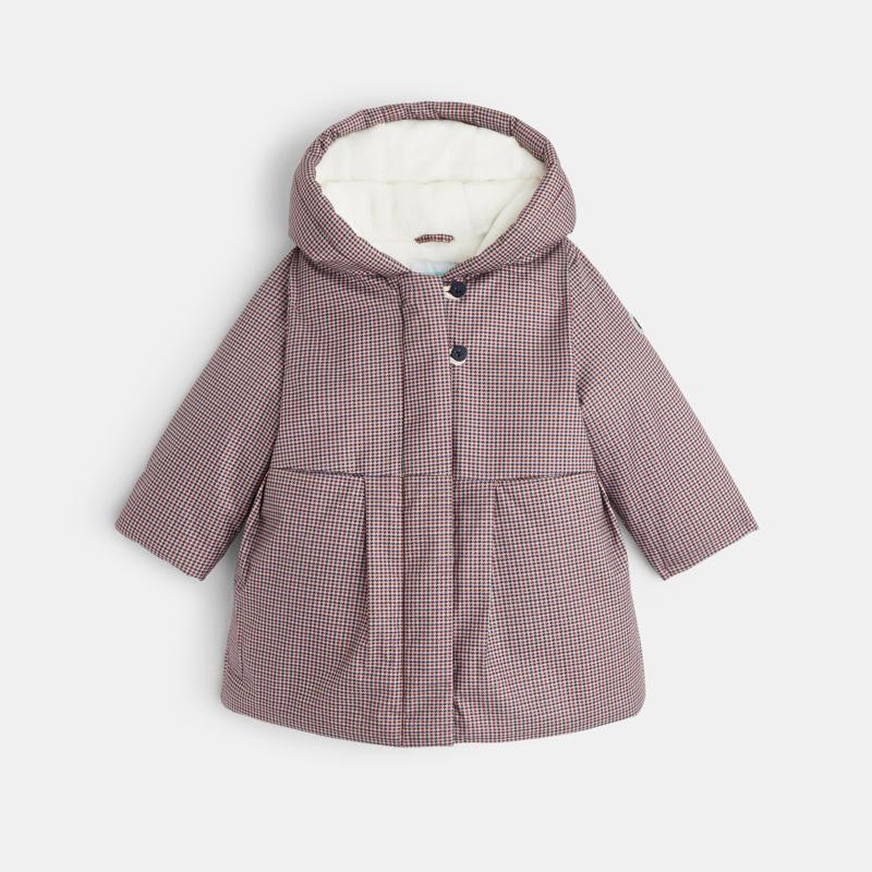 Manteau de ville capuche motif fantaisie bébé fille Gris ou noir