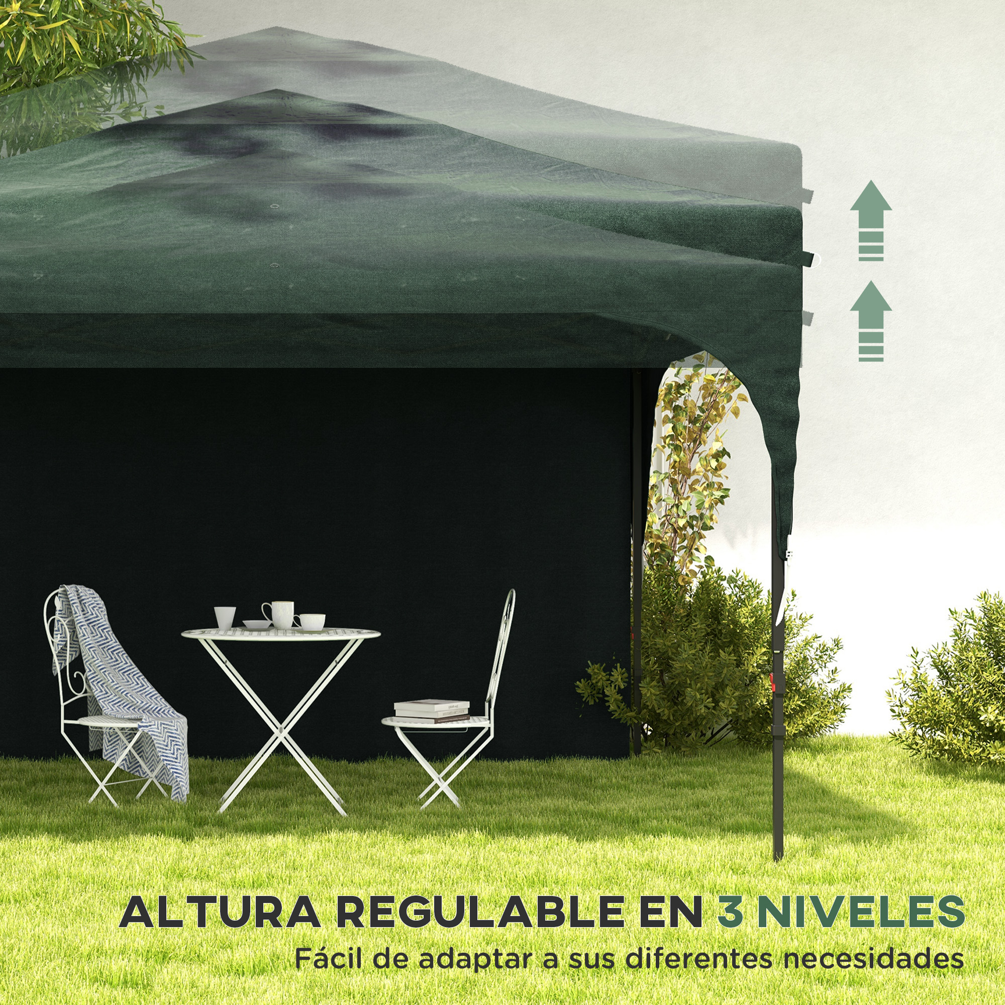 Tenda dobrável verde Outsunny