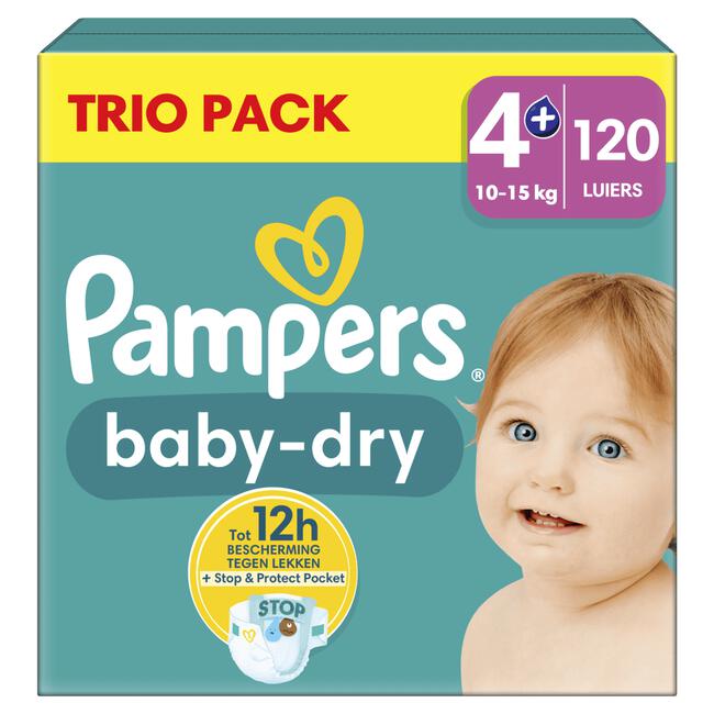 Pampers Baby Dry Trio Pack Luiers Maat 4+ 10-15 KG 120 stuks