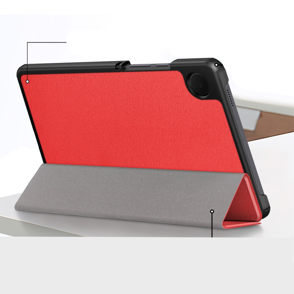 Samsung Galaxy Tab A9 Leder Tasche Smart Cover Hülle Litchi Look - Rot