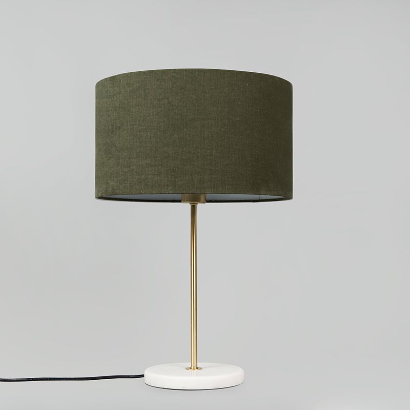 Tafellamp messing met groene kap 35 cm - Kaso