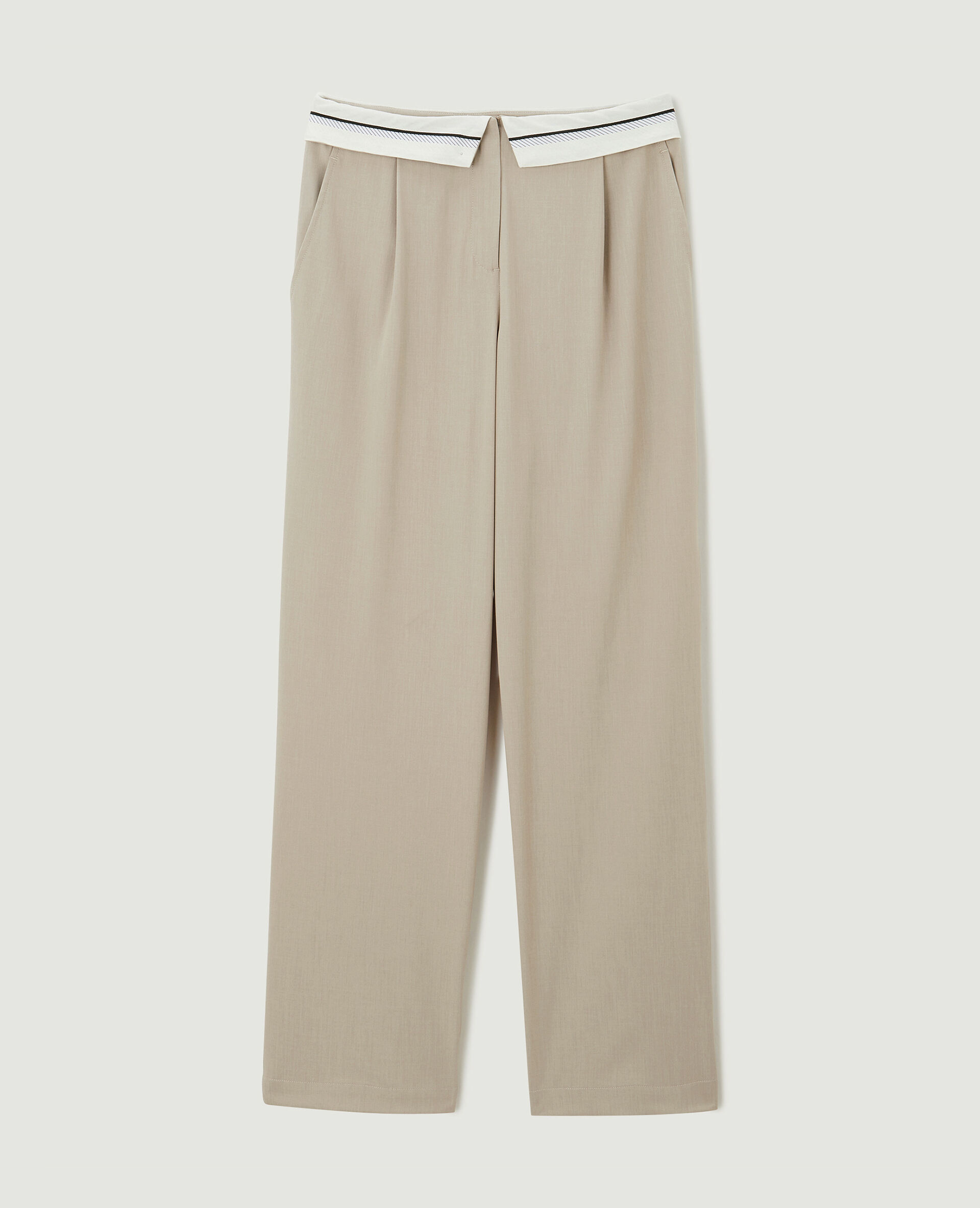 Pantalon droit avec ceinture fantaisie - Gris clair