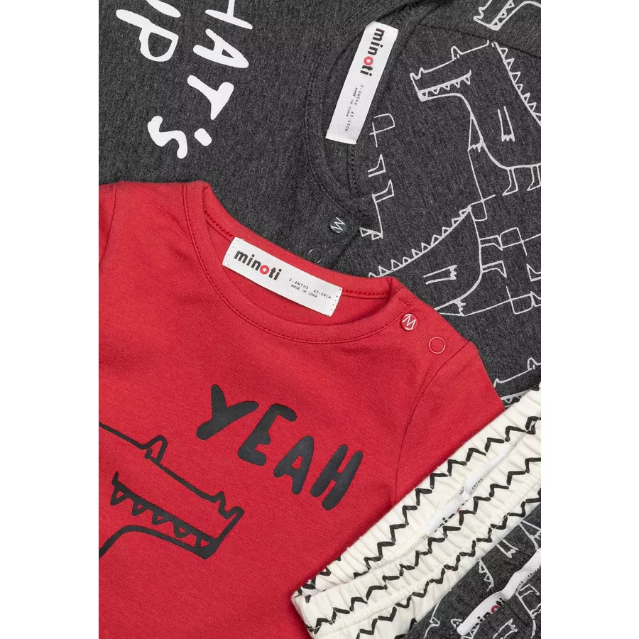 MINOTI Body, T-Shirt und Leggings im 5tlg.-Set WeinrotGrauWeiß