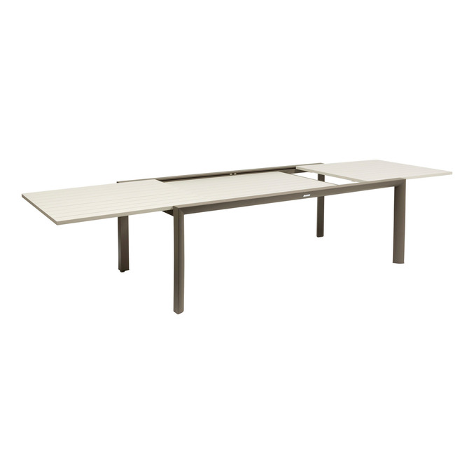 Ensemble table de jardin extensible LUZANE + 12 fauteuils RIU Argile & Café