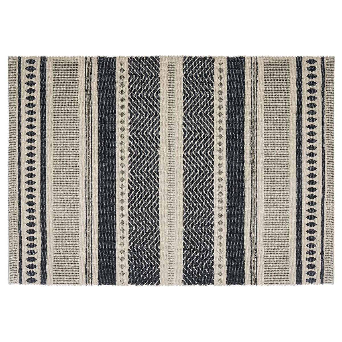 TAPIS COTON IMPRIME GRIS FONCE 60X90CM