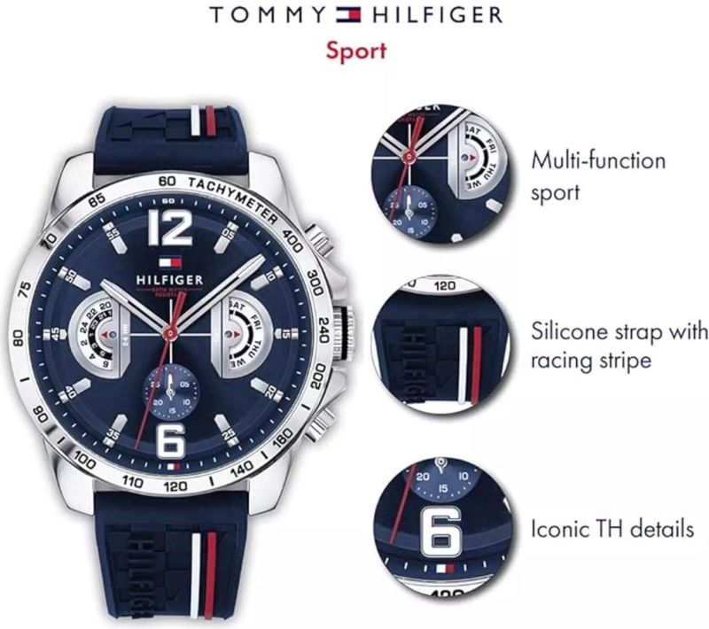 Tommy Hilfiger - 1791476 - Multifunctioneel Analoog Kwartshorloge - Marineblauw - Siliconen Horlogebandje