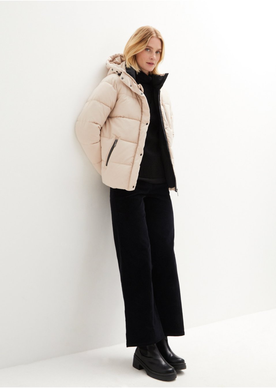 Veste matelassée en polyester recyclé avec détails contrastants