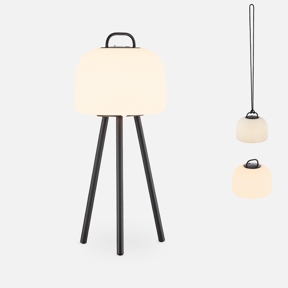 Lampe extérieure led 3 en 1 – tripada l – lampe extérieure en plastique. Ø22cm rechargeable. À suspendre. Avec trépied 35cm et corde