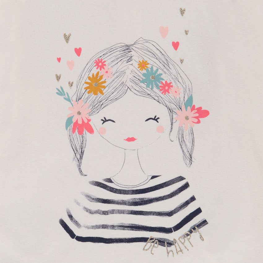 T-shirt manches longues en jersey print fantaisie pour bébé fille - Rose