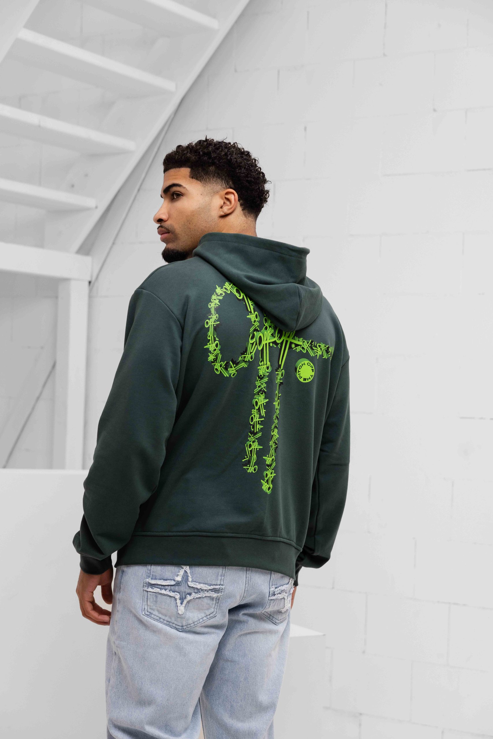 Off The Pitch 3D Off Hoodie Heren Donkergroen