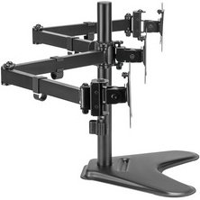 Bras support pour 3 écrans, socle, noir