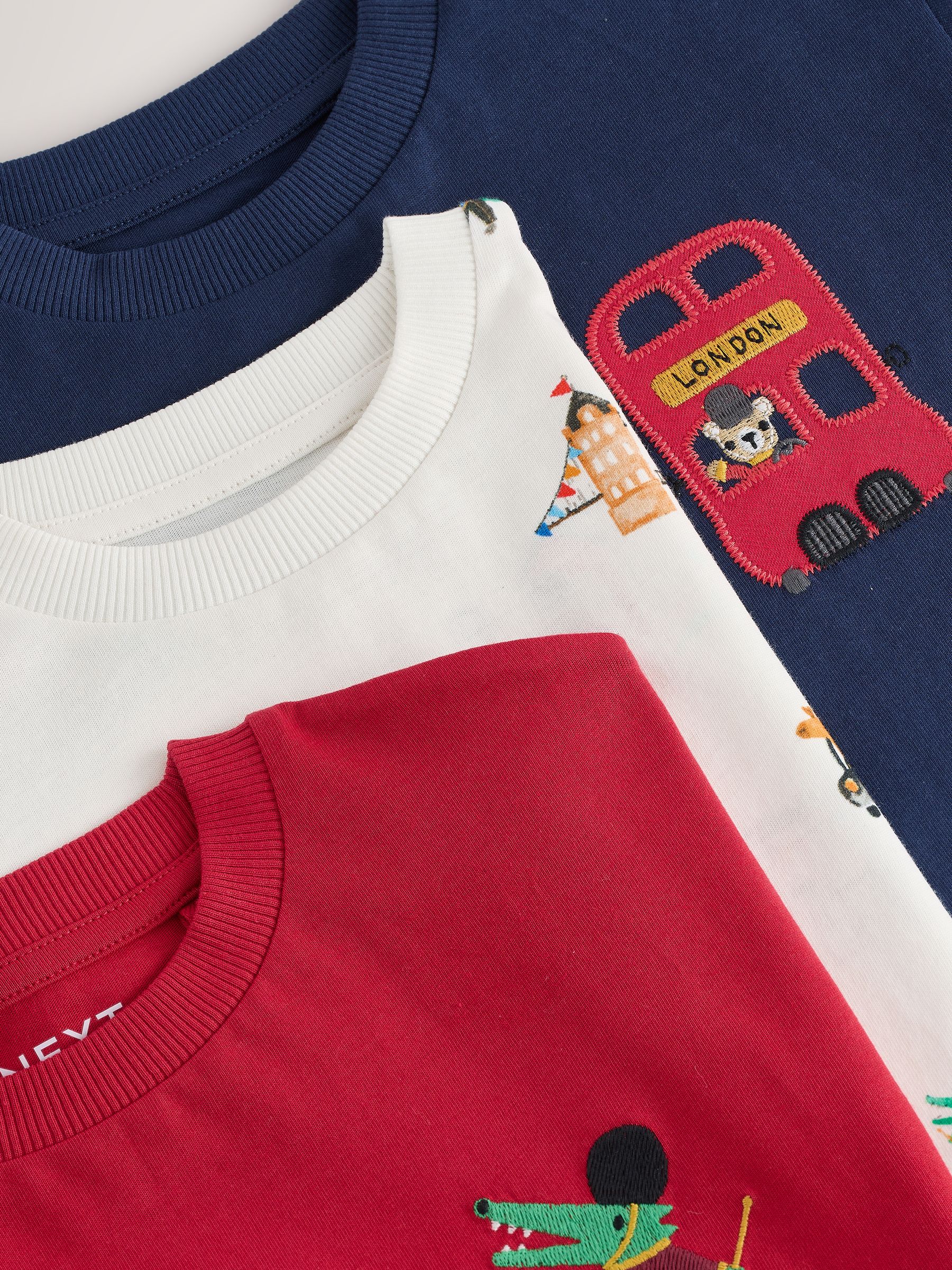Navy London - Verpakking van 3 T-shirts met korte mouwen en applicatie (3mnd-7jaar)