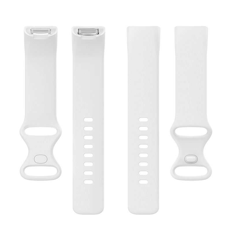 (Gr. S) Fitbit Charge 6 / 5 Silikon Armband (Gelenkumfang 156 - 198mm) - Weiss