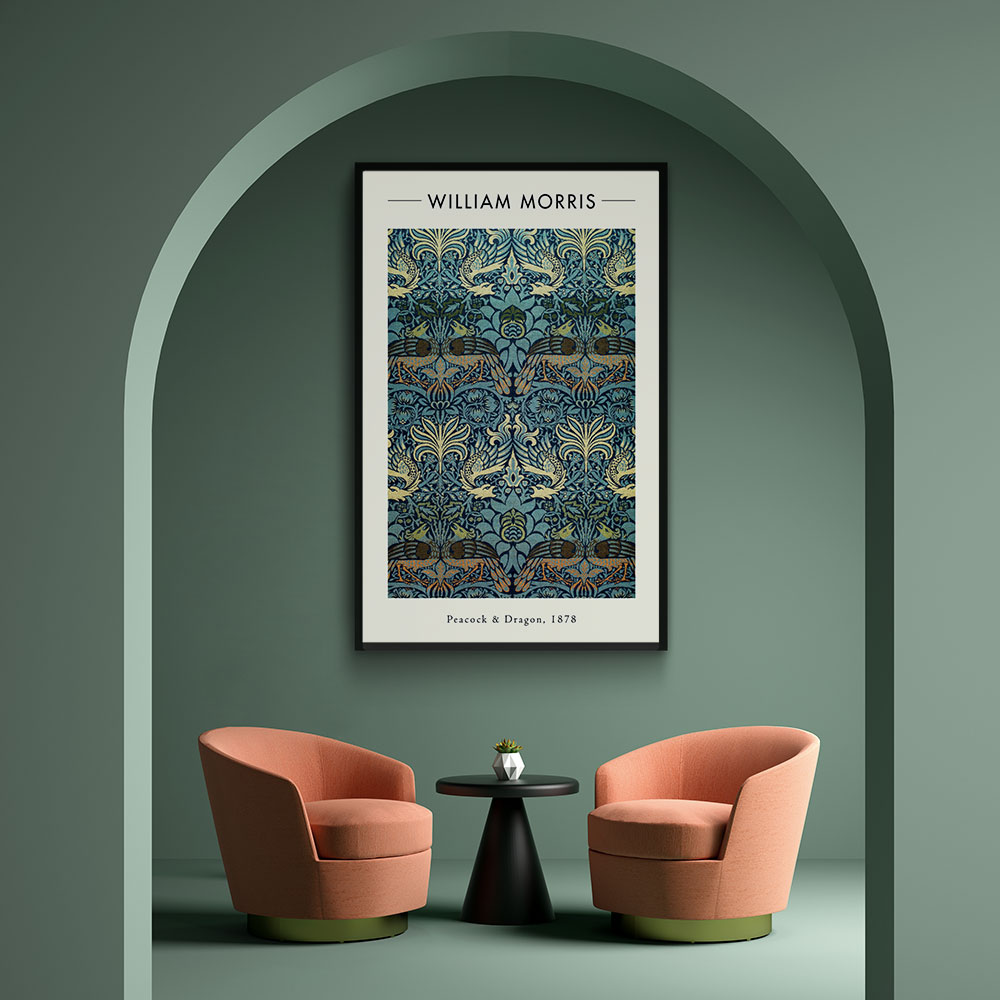Walljar plexiglas schilderij - William Morris - Peacock and Dragon Plexiglas schilderij - 70 x 100 cm