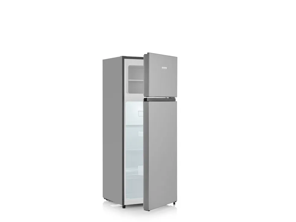 SEVERIN DT 8761 - Køleskab/fryser - top-fryser - bredde: 54.2 cm - dybde: 55 cm - højde: 143.4 cm - 206 liter - Klasse E - sølv