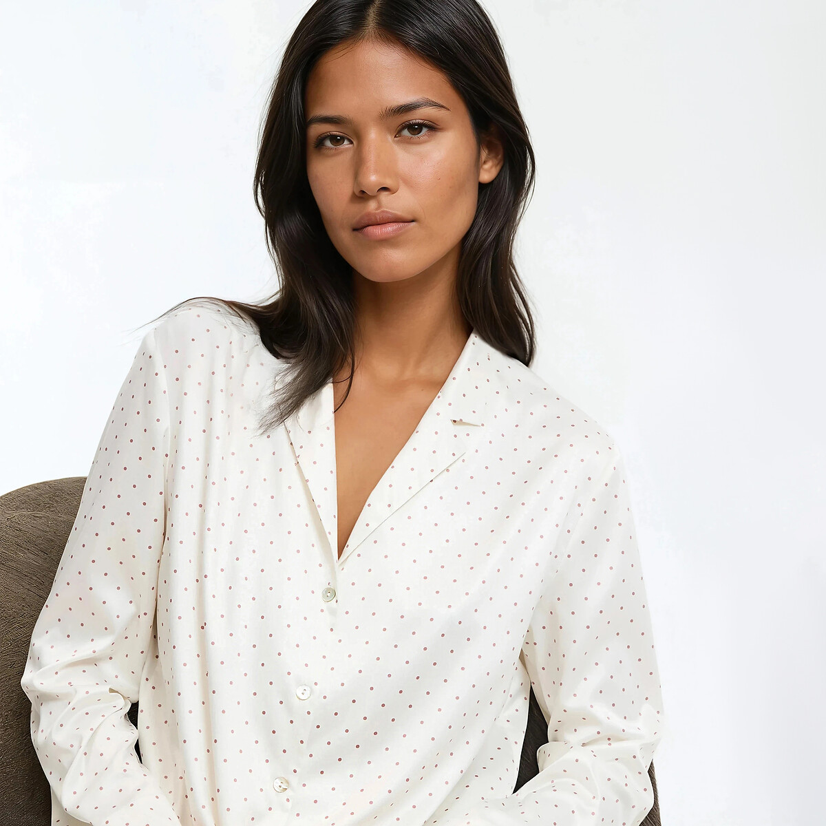 COLEÇÃO LA REDOUTE<br>Pijama de cetim com estampa de bolinhas