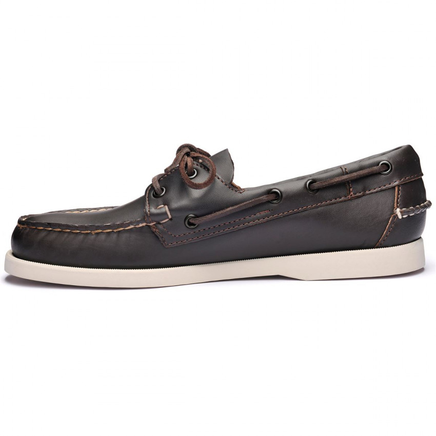 DOCKSIDES CUIR Dark Brown-Chaussures bateau pour homme en cuir marron foncé Portland