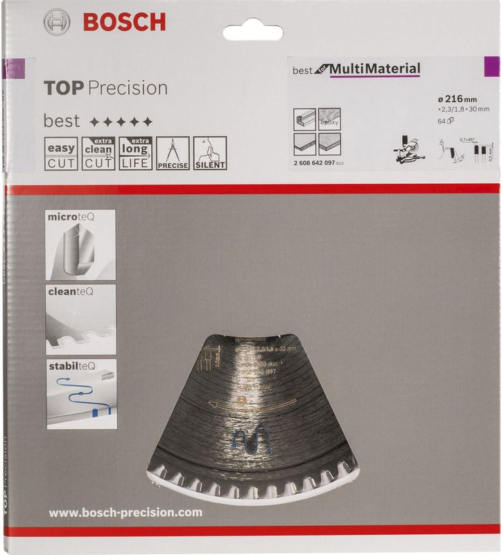 Bosch - Cirkelzaagblad - 216x30 mm - 64 Tanden - Hardmetaal