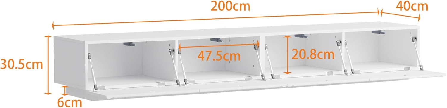 TV-Lowboard 200 cm im Industrie-Design, Fernsehtisch mit 2 großen Schubladen, TV-Unterschrank für Wohnzimmer, TV-Board in Braun-Schwarz, Modernes TV-Regal aus MDF, 40 × 200 × 30,5 cm