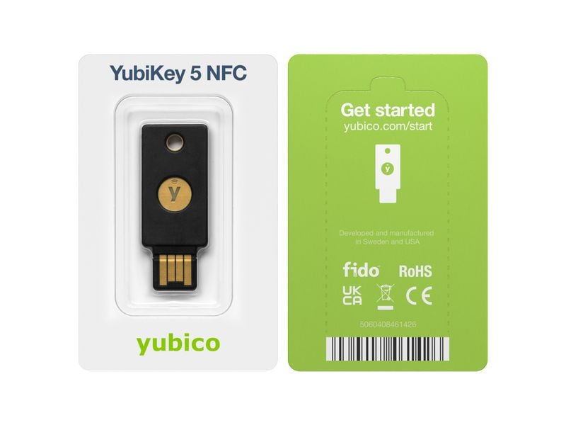 Yubico YubiKey 5 NFC FW 5.7 USB-A, 1 Stück YubiKey 5-Serie: Der Sicherheitsschlüssel mit Unterstützung mehrerer Protokolle