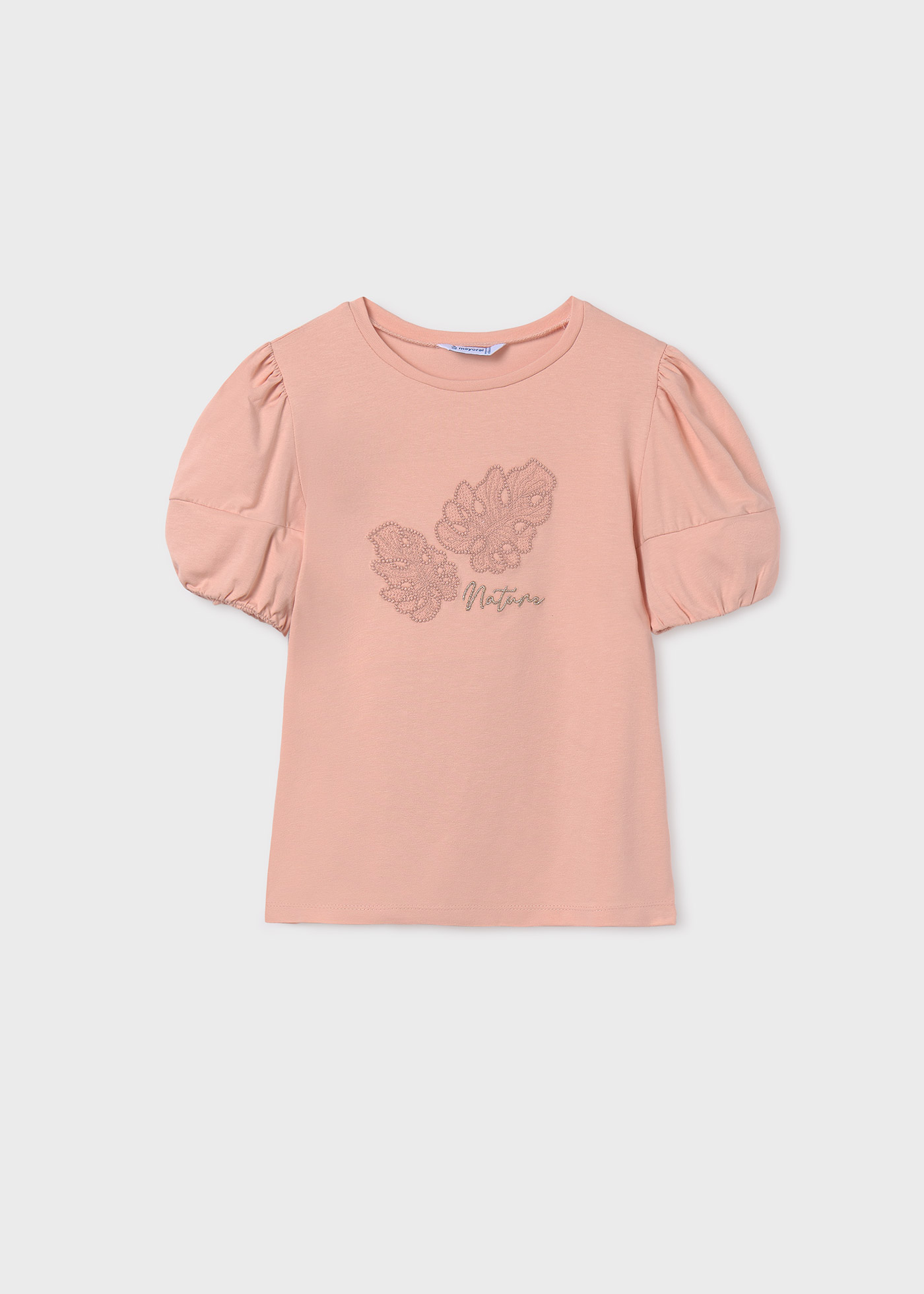 Camiseta Better Cotton com apliques para meninas, cor pistache.