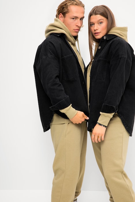 Oversized-Jeanshemd, Hemdkragen, Langarm, Unisex