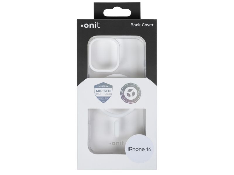 onit Back Cover Armorix iPhone 16 Weiss transparent MagSafe-kompatible Schutzhülle, fallgeprüft nach MIL-STD-810H