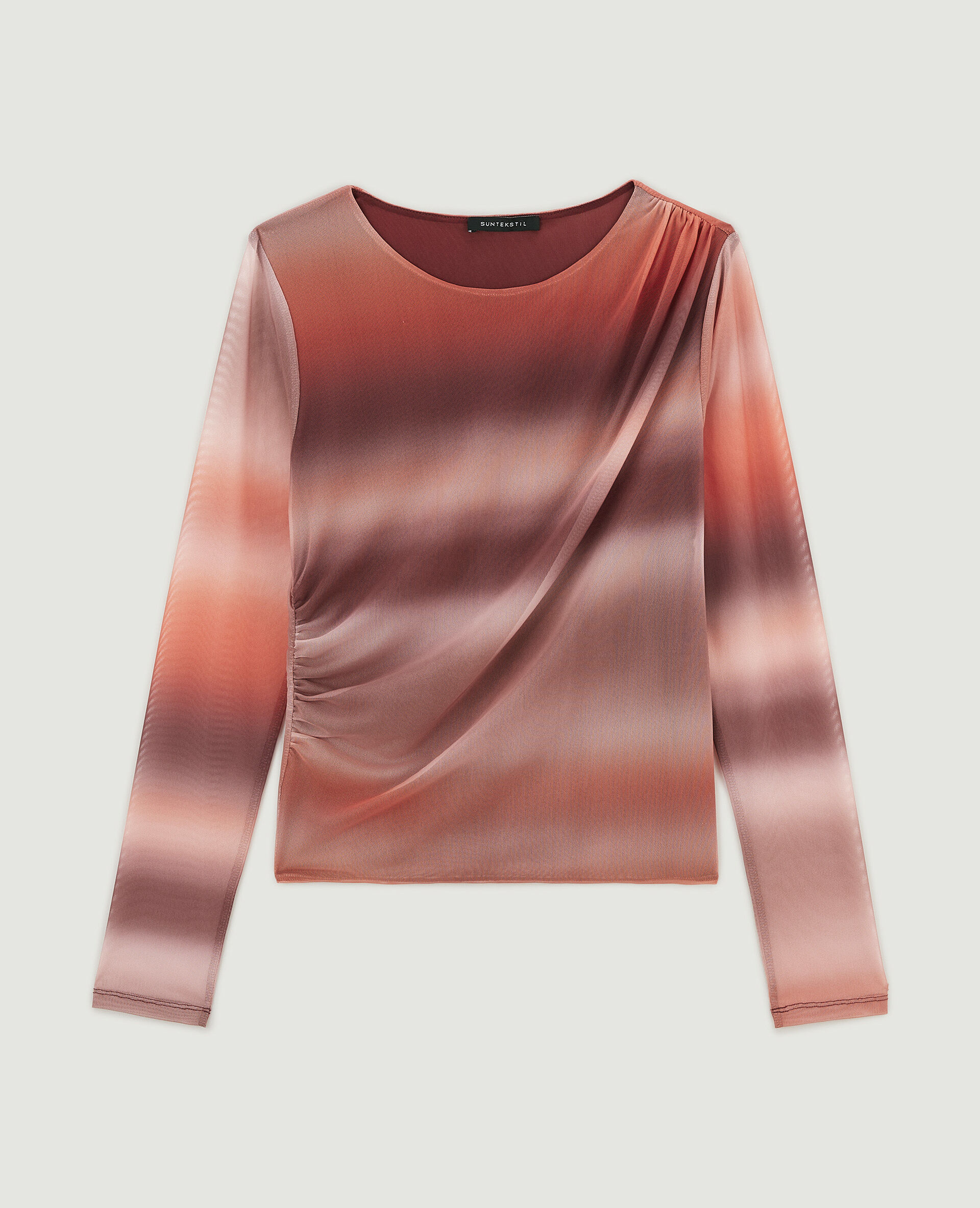 Top en tulle avec fronces - Rose clair