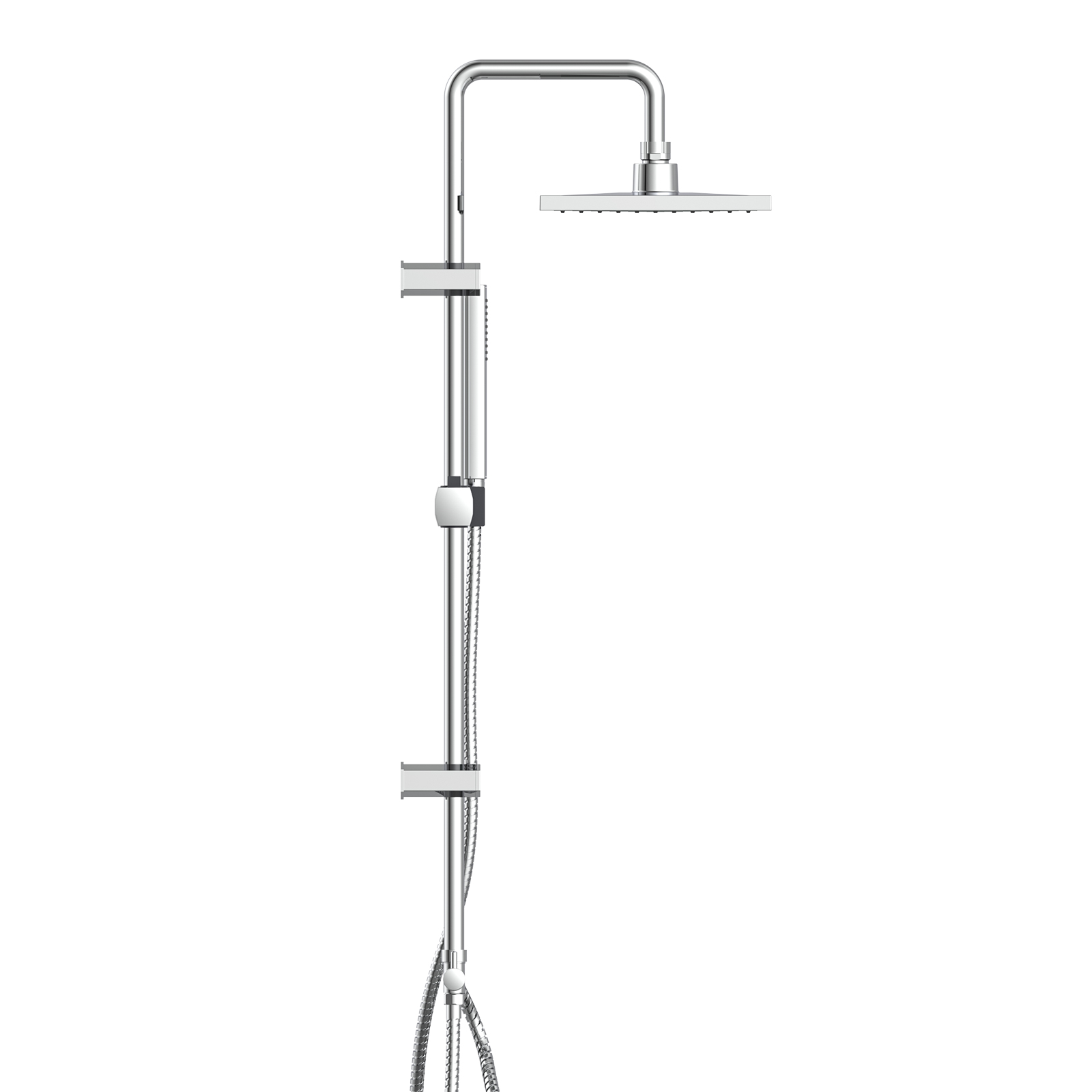 Duschbrause-Set - chrom - eckig - 99 cm