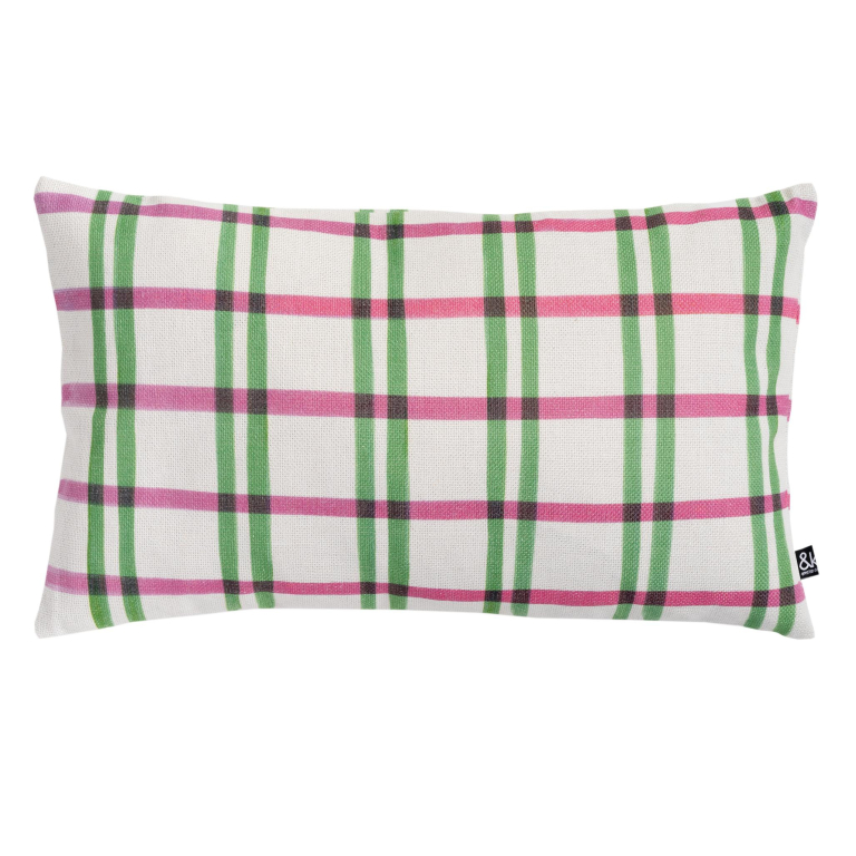 &klevering Clash kussen 50x30 roze/groen