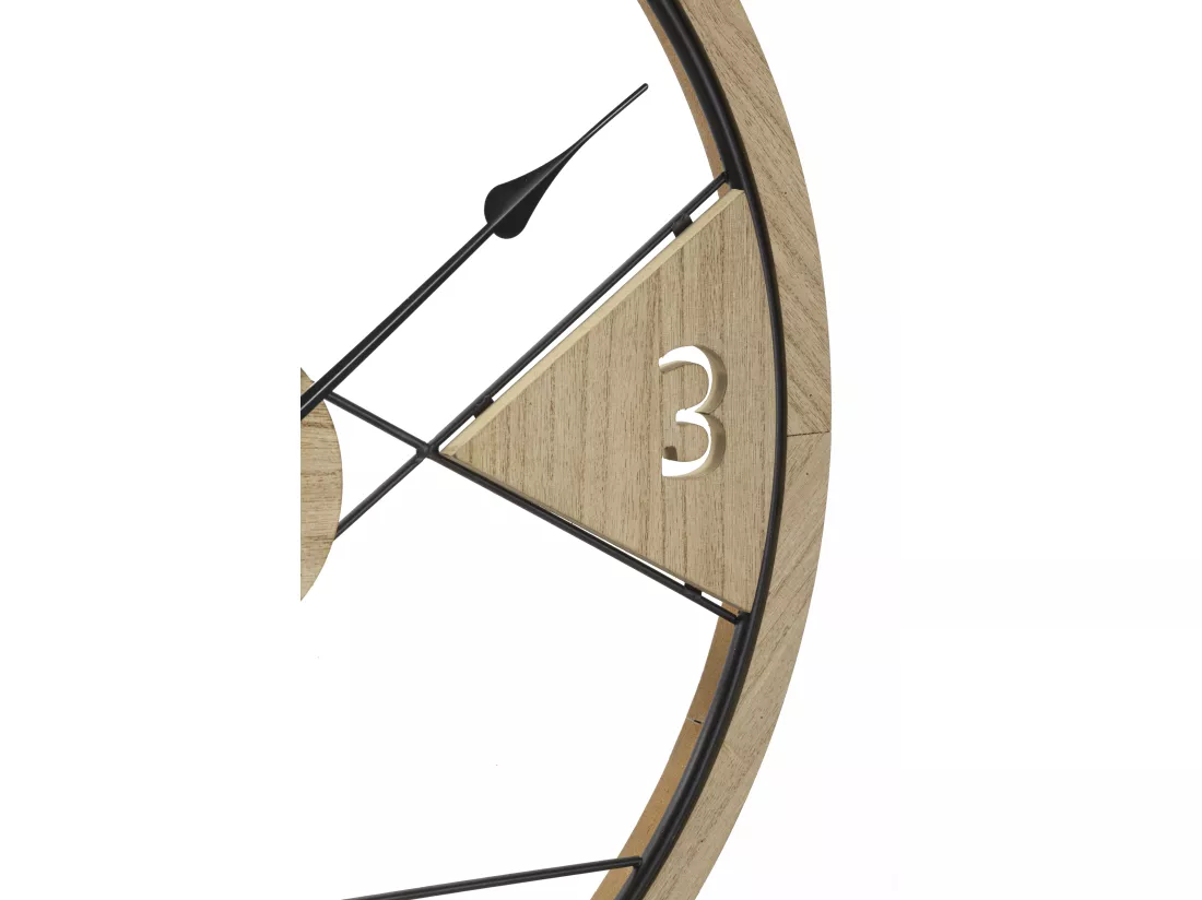 Horloge Murale geometric design - Métal et Bois, Design Géométrique Simple, Ø 60 x 2,5 cm