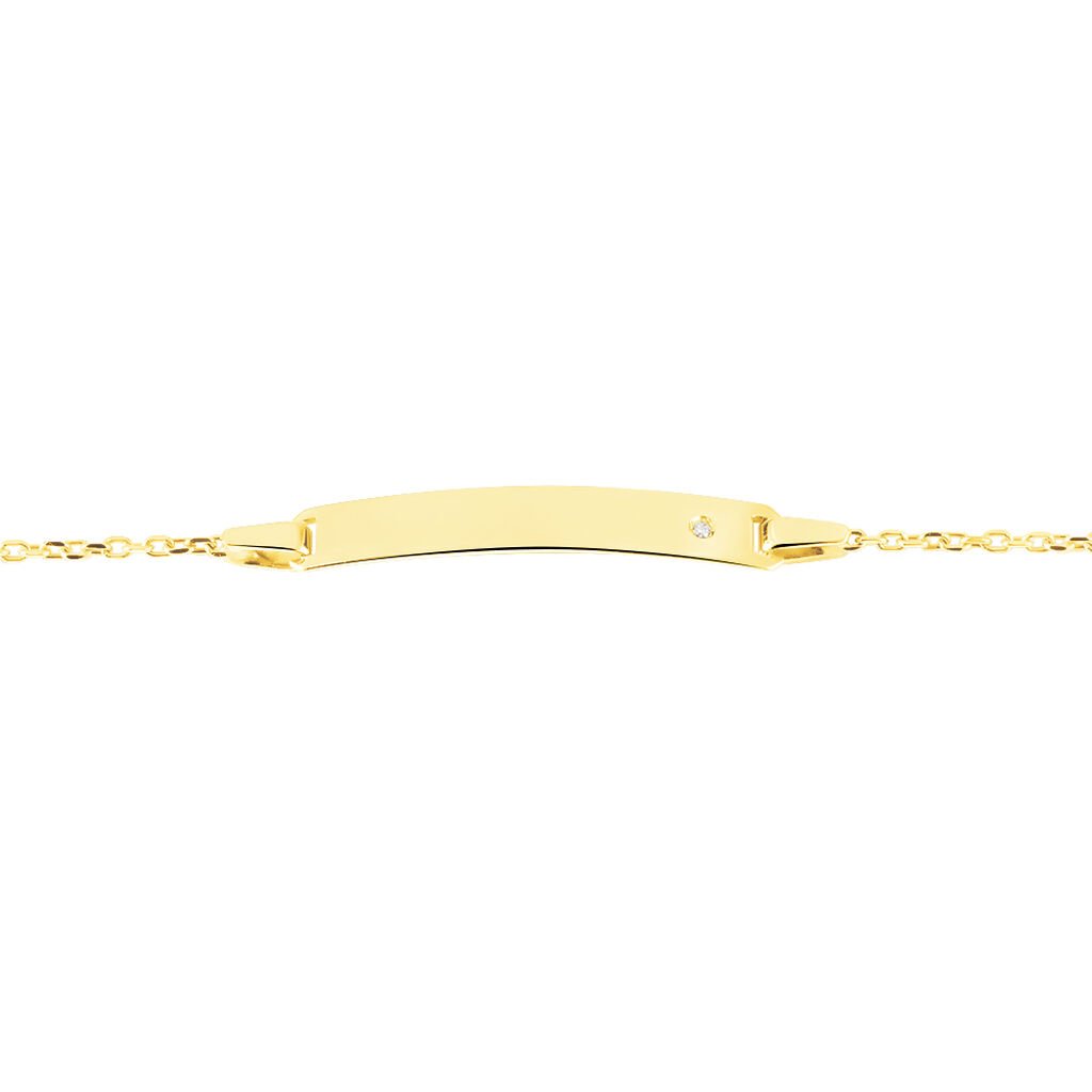 Bracelet Identité Gaspardine Maille Forçat Or Jaune Oxyde De Zirconium